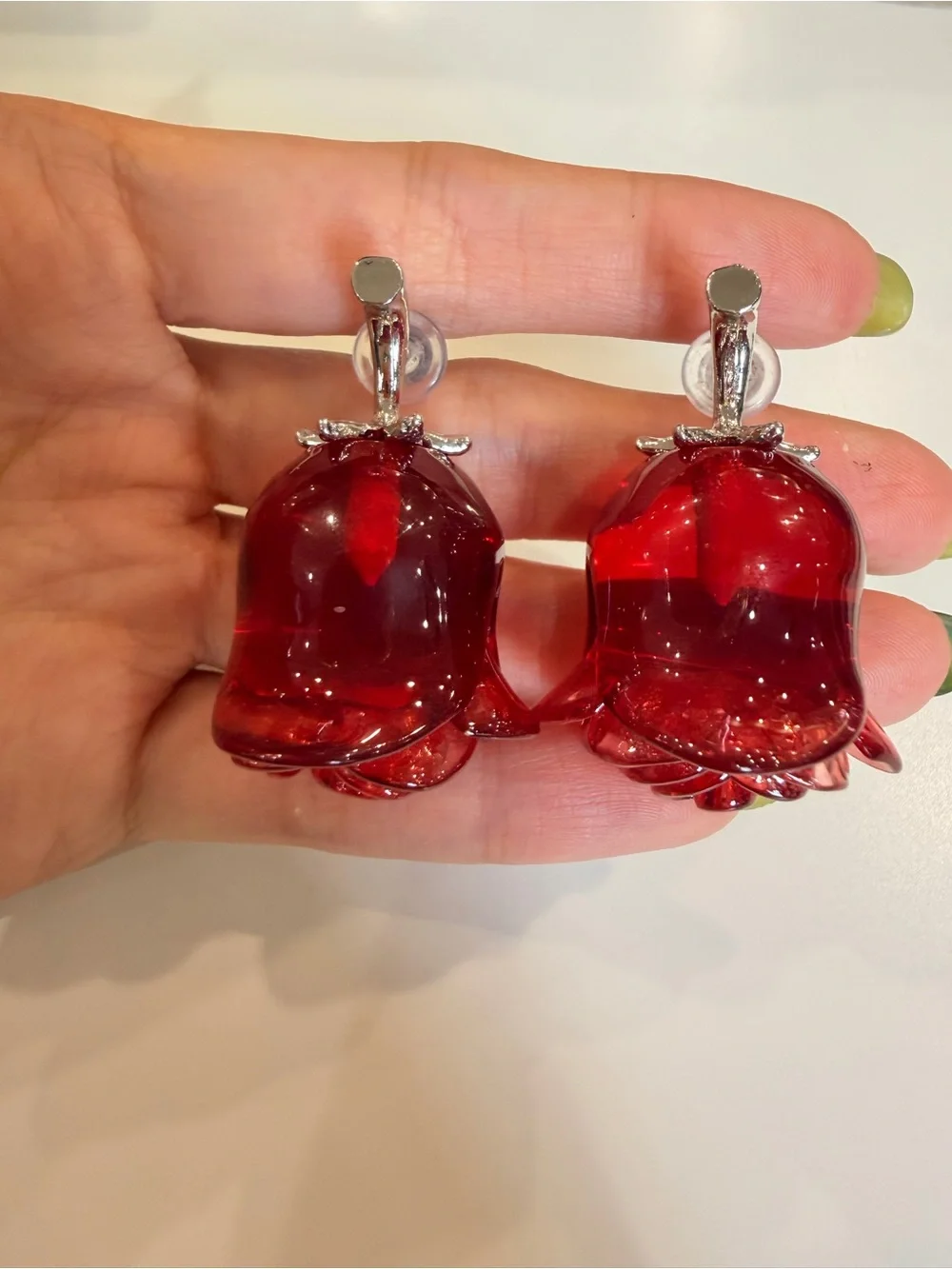 Red Rose Stud Earrings